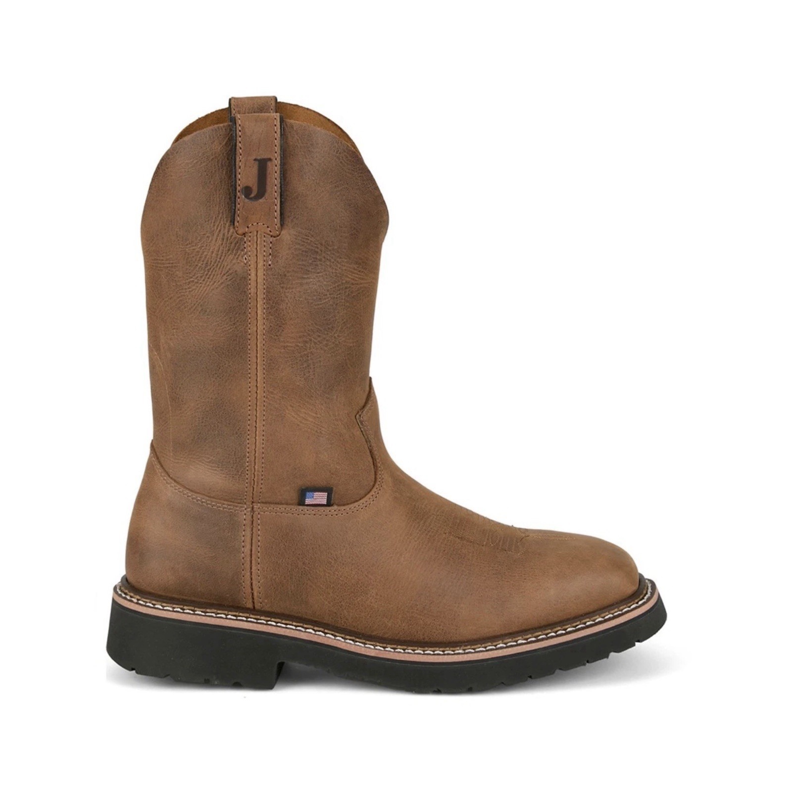 Justin Original Workboots Ames 11 Men's Square Steel Toe Walnut Brown Size 10ee